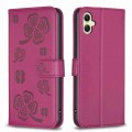 For Samsung Galaxy A05 Four-leaf Embossed Leather Phone Case(Rose Red)