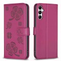 For Samsung Galaxy A05s Four-leaf Embossed Leather Phone Case(Rose Red)