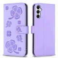 For Samsung Galaxy A05s Four-leaf Embossed Leather Phone Case(Purple)