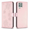 For Samsung Galaxy A12 Four-leaf Embossed Leather Phone Case(Pink)