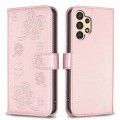 For Samsung Galaxy A13 / A04 4G Four-leaf Embossed Leather Phone Case(Pink)