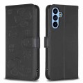 For Samsung Galaxy A14 Four-leaf Embossed Leather Phone Case(Black)