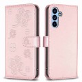 For Samsung Galaxy A14 Four-leaf Embossed Leather Phone Case(Pink)