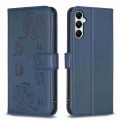 For Samsung Galaxy A15 Four-leaf Embossed Leather Phone Case(Blue)