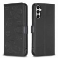 For Samsung Galaxy A15 Four-leaf Embossed Leather Phone Case(Black)