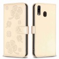 For Samsung Galaxy A20 / A30 Four-leaf Embossed Leather Phone Case(Gold)