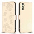 For Samsung Galaxy A24 4G Four-leaf Embossed Leather Phone Case(Gold)