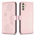 For Samsung Galaxy A24 4G Four-leaf Embossed Leather Phone Case(Pink)