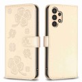 For Samsung Galaxy A32 4G Four-leaf Embossed Leather Phone Case(Gold)