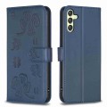 For Samsung Galaxy A34 5G Four-leaf Embossed Leather Phone Case(Blue)