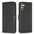 For Samsung Galaxy A34 5G Four-leaf Embossed Leather Phone Case(Black)