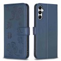 For Samsung Galaxy A35 Four-leaf Embossed Leather Phone Case(Blue)