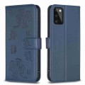 For Samsung Galaxy A41 Four-leaf Embossed Leather Phone Case(Blue)