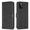 For Samsung Galaxy A41 Four-leaf Embossed Leather Phone Case(Black)