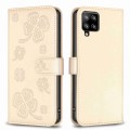 For Samsung Galaxy A42 5G Four-leaf Embossed Leather Phone Case(Gold)