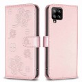 For Samsung Galaxy A42 5G Four-leaf Embossed Leather Phone Case(Pink)