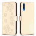 For Samsung Galaxy A50 Four-leaf Embossed Leather Phone Case(Gold)