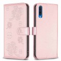 For Samsung Galaxy A50 Four-leaf Embossed Leather Phone Case(Pink)