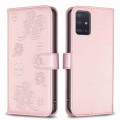 For Samsung Galaxy A51 4G Four-leaf Embossed Leather Phone Case(Pink)