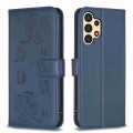 For Samsung Galaxy A52 Four-leaf Embossed Leather Phone Case(Blue)