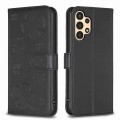 For Samsung Galaxy A53 Four-leaf Embossed Leather Phone Case(Black)