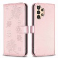 For Samsung Galaxy A53 Four-leaf Embossed Leather Phone Case(Pink)