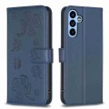 For Samsung Galaxy A54 5G Four-leaf Embossed Leather Phone Case(Blue)