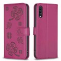 For Samsung Galaxy A70 Four-leaf Embossed Leather Phone Case(Rose Red)