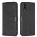 For Samsung Galaxy A70 Four-leaf Embossed Leather Phone Case(Black)