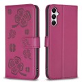 For Samsung Galaxy A55 Four-leaf Embossed Leather Phone Case(Rose Red)