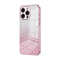 For iPhone 15 Pro Max Gradient Glitter Powder Electroplated Phone Case(Pink)