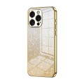 For iPhone 15 Pro Max Gradient Glitter Powder Electroplated Phone Case(Gold)