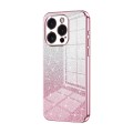 For iPhone 15 Pro Gradient Glitter Powder Electroplated Phone Case(Pink)