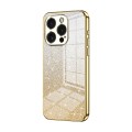 For iPhone 15 Pro Gradient Glitter Powder Electroplated Phone Case(Gold)