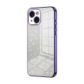 For iPhone 15 Gradient Glitter Powder Electroplated Phone Case(Purple)