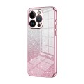 For iPhone 14 Pro Gradient Glitter Powder Electroplated Phone Case(Pink)