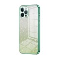 For iPhone 12 Pro Max Gradient Glitter Powder Electroplated Phone Case(Green)