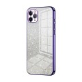 For iPhone 11 Pro Max Gradient Glitter Powder Electroplated Phone Case(Purple)