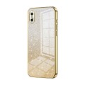 For iPhone X / XS Gradient Glitter Powder Electroplated Phone Case(Gold)