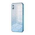 For iPhone X / XS Gradient Glitter Powder Electroplated Phone Case(Blue)