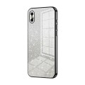 For iPhone X / XS Gradient Glitter Powder Electroplated Phone Case(Black)