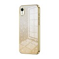 For iPhone XR Gradient Glitter Powder Electroplated Phone Case(Gold)