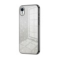 For iPhone XR Gradient Glitter Powder Electroplated Phone Case(Black)