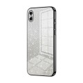 For iPhone XS Max Gradient Glitter Powder Electroplated Phone Case(Black)