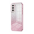 For Samsung Galaxy S21 5G Gradient Glitter Powder Electroplated Phone Case(Pink)