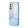 For Samsung Galaxy S21 5G Gradient Glitter Powder Electroplated Phone Case(Blue)