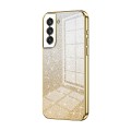 For Samsung Galaxy S21+ 5G Gradient Glitter Powder Electroplated Phone Case(Gold)