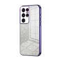 For Samsung Galaxy S21 Ultra 5G Gradient Glitter Powder Electroplated Phone Case(Purple)