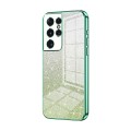 For Samsung Galaxy S21 Ultra 5G Gradient Glitter Powder Electroplated Phone Case(Green)