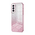 For Samsung Galaxy S21 FE 5G Gradient Glitter Powder Electroplated Phone Case(Pink)